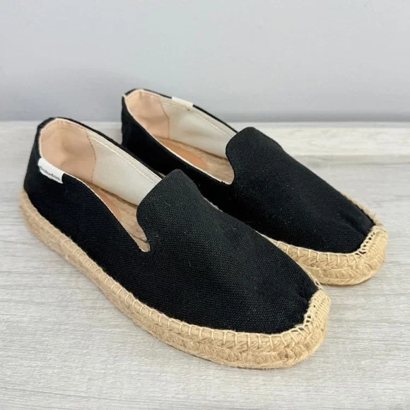 Like New! Soludos Platform Smoking Slippers Black canvas Espadrilles size 6.5 - Picture 13 of 14